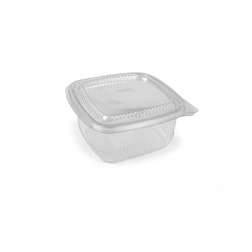 Reusable hinged lid PET containers