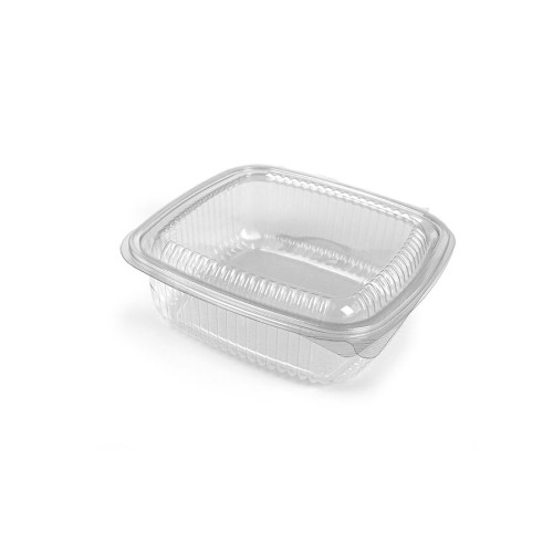 Reusable hinged lid PET containers