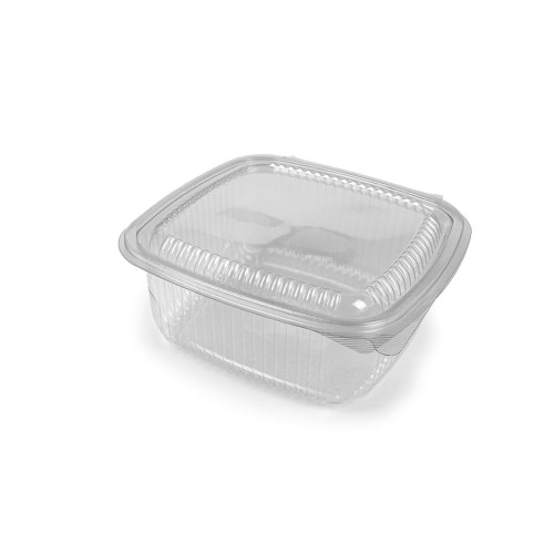 Reusable hinged lid PET containers