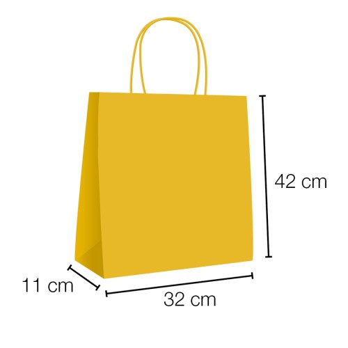 Kraft curly handle kraft paper bags 32x11x42 cm