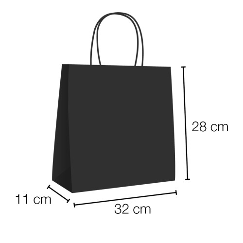 Kraft paper bags with curly handle with wide base 32x11x28 cm