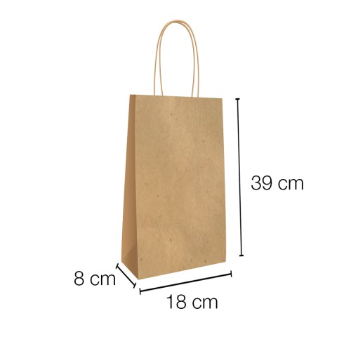 Paper bag with curly handle for 2 bottles 18x8x39cm