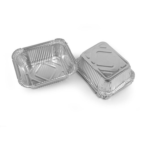 Rectangular and round aluminum containers with lids