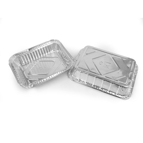 Rectangular and round aluminum containers with lids