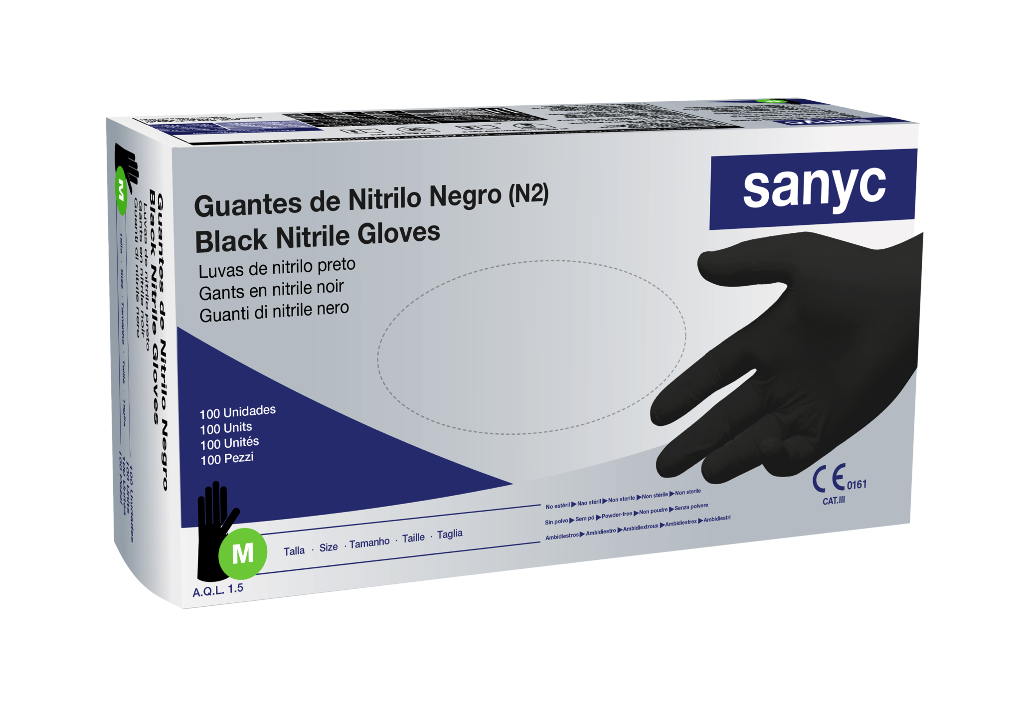 Guantes de Nitrilo s/polvo, 5,5gr, AQL 1.5