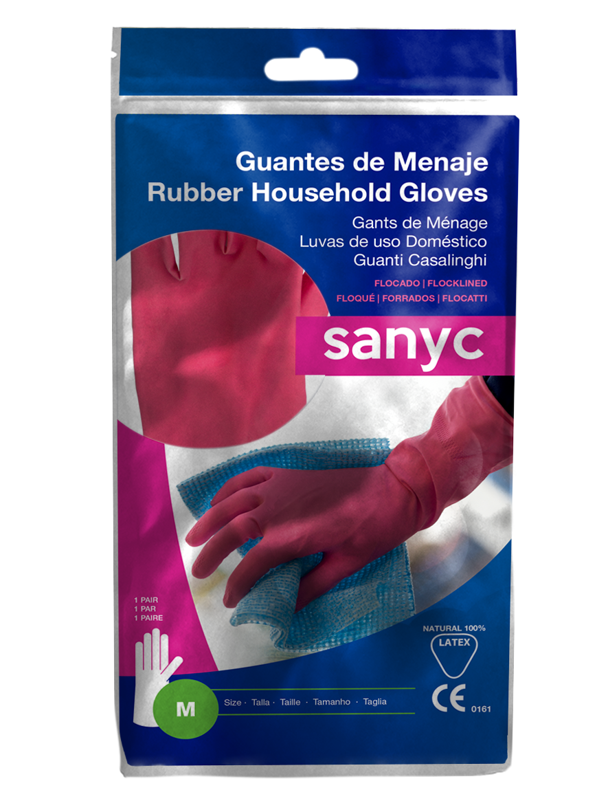 Guantes Menaje de Látex flocado, s/polvo, 57gr